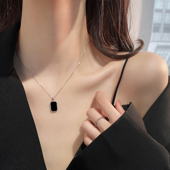 Titanium Steel Geometric Oil-Drop Couple Necklace (Minimalist Personalized Style)