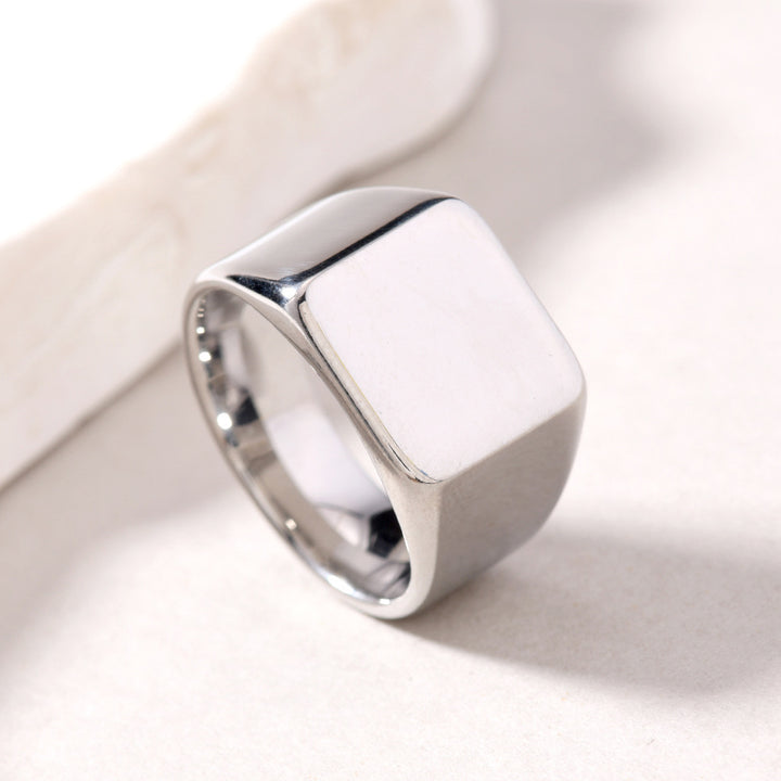 Titanium Steel Polished Square Ring (Minimalist Light Luxury Multi-Color Style)