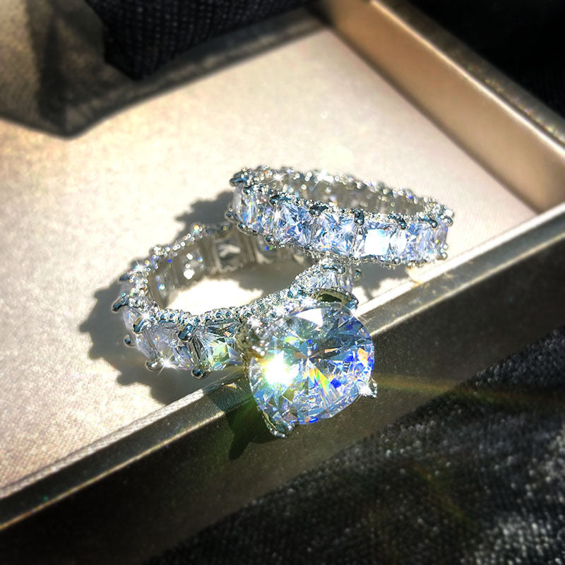 Fashion Large Zircon Statement Ring Set for Women