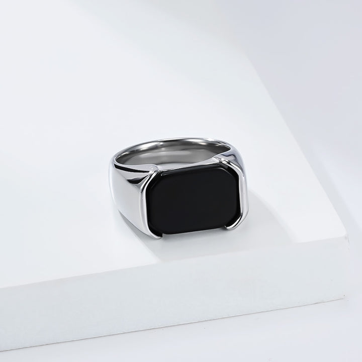 Titanium Steel Black Face Square Ring (Minimalist Business Light Luxury Style)