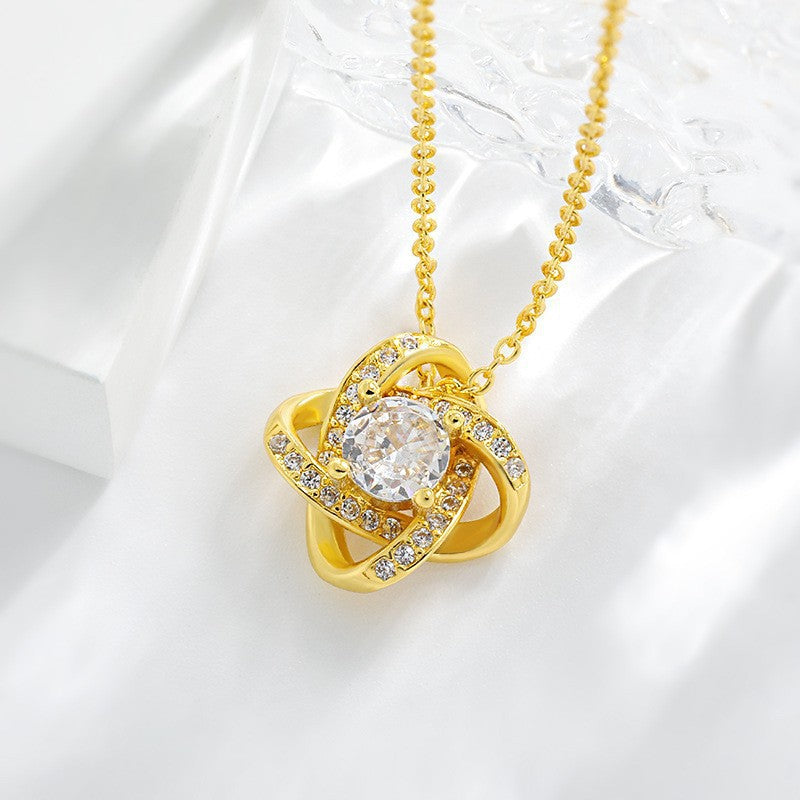 S925 Sterling Silver Gold-Plated Eternal Knot "To My Daughter" Necklace (Motherly Love Memorial Style)