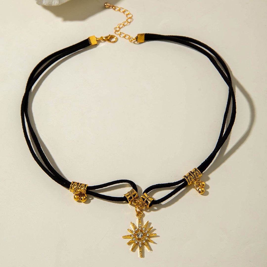 Velvet Double-Layer Sunburst Choker (Retro Light Luxury Style)