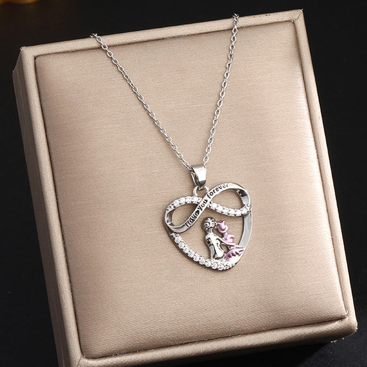 Endless Love Mother-Daughter Titanium Steel Diamond-Inlay Pendant Clavicle Chain (Eternal Motherly Love Style)