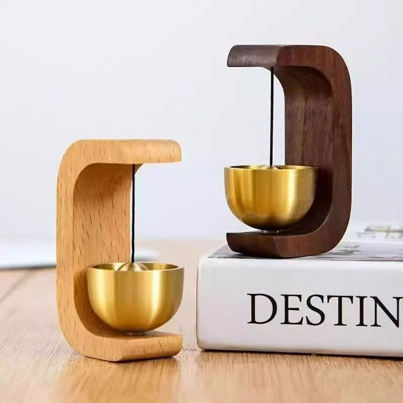 Wooden Base Brass Magnetic Doorbell (Vintage Practical Style Series)