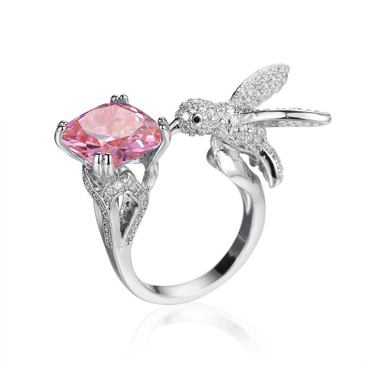 Multi-Color Diamond Hummingbird Open Ring (Gorgeous & Agile Style Series)