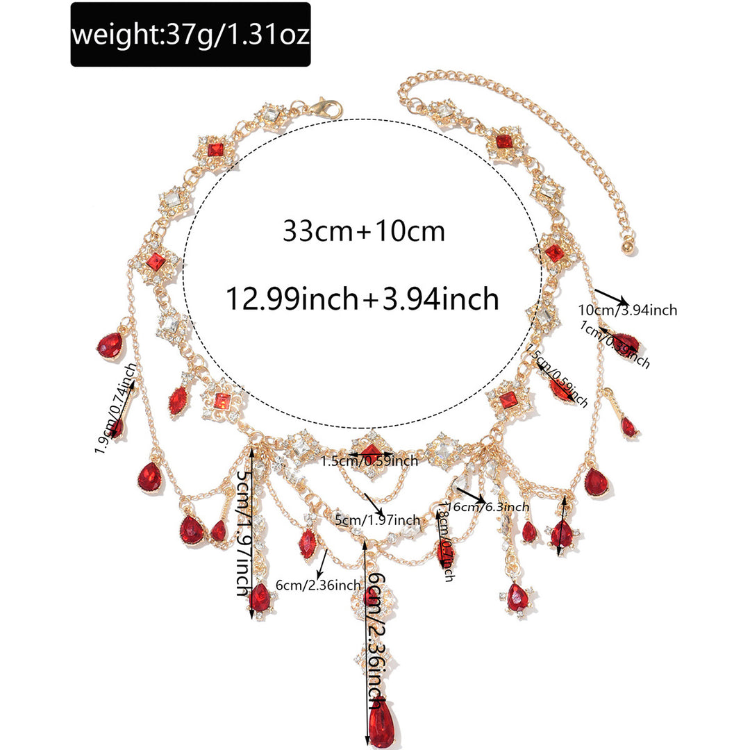Red Diamond Multi-Layer Tassel Palace-Style Choker (Vintage Gorgeous Style Series)