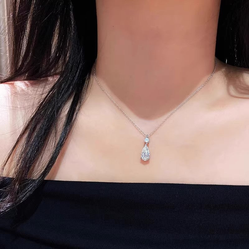 Teardrop Main Diamond Double-Layer Pendant Necklace (Light Luxury Elegant Style Series)