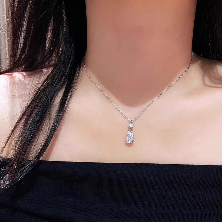 Teardrop Main Diamond Double-Layer Pendant Necklace (Light Luxury Elegant Style Series)