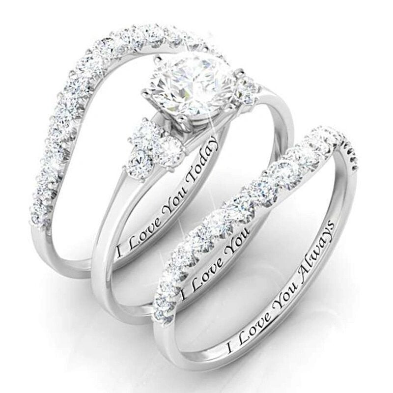 Double-Band Love Vow Diamond Ring (Light Luxury Romantic Style Series)