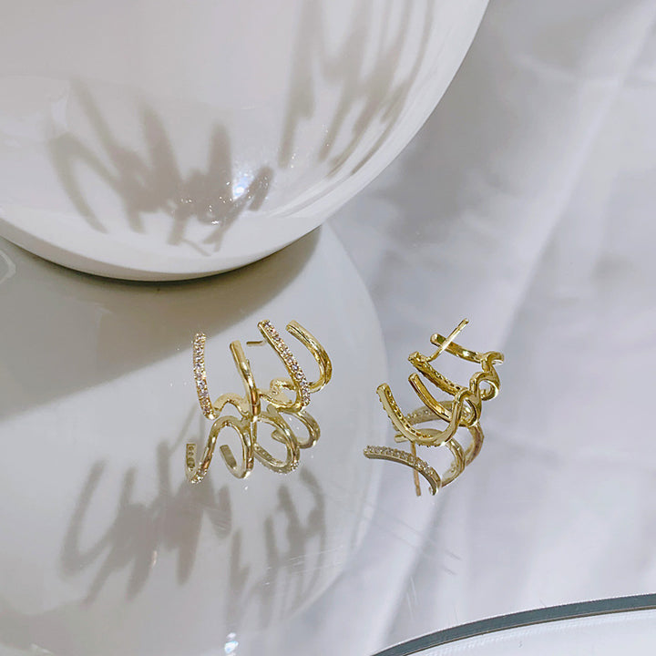 Wave Curve Diamond-Inlaid Earrings (Minimalist Agile Style Series)