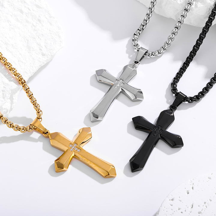 Geometric Cross Pendant Necklace (Men's Fashion · Minimal Luxury Faith Style)