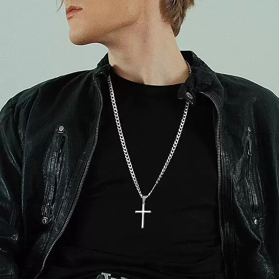 Minimal Polished Cross Necklace (Men's Modern Luxury Style)