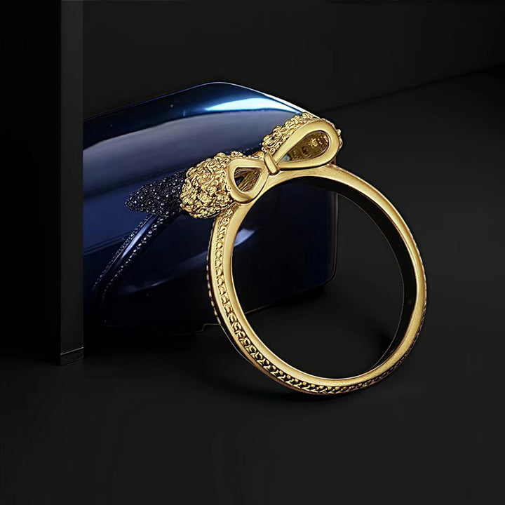 Hollow Bowknot Diamond-Inlaid S925 Silver Ring (Women's Sweet Luxury Style)