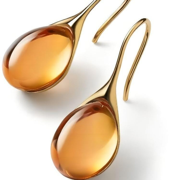 Glass Water Drop Hook Earrings (Women's Minimalist Luxury Style)
