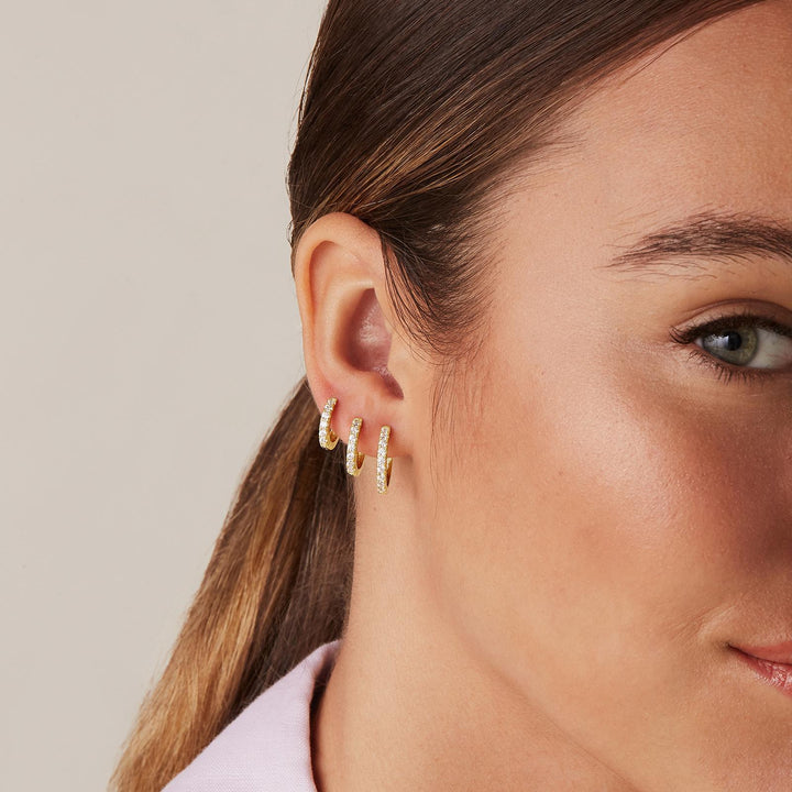 Pavé Diamond Hoop Earrings for Women – Minimal Luxury Huggie Jewelry