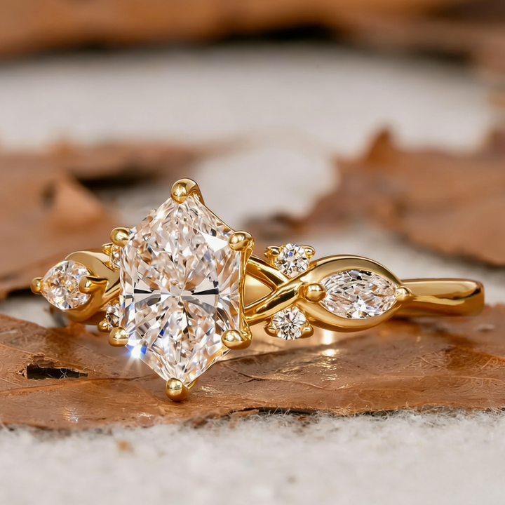 Kite-Cut Diamond Vine Carving Ring (Vintage Luxury Ritual Style)