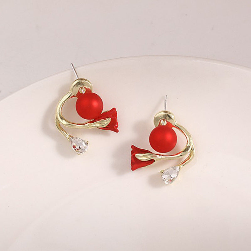 Tulip Diamond Stud Earrings for Women – Elegant Floral Jewelry