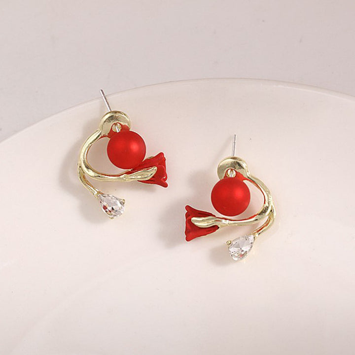 Tulip Diamond Stud Earrings for Women – Elegant Floral Jewelry