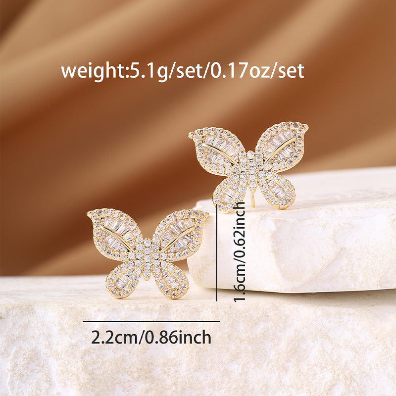 Full Diamond Butterfly Earrings (Women's Luxury Sweet Vitality Style)