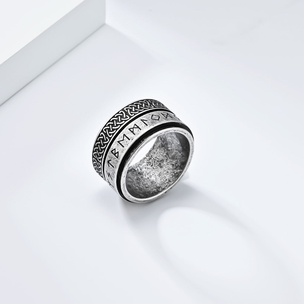 Viking Runes Celtic Knot Spinner Ring for Men – Bold and Unique Statement Ring