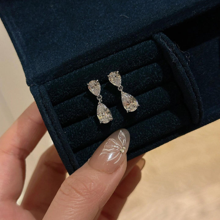 Double Pear Diamond Drop Earrings (Women's Luxury Elegant Style)