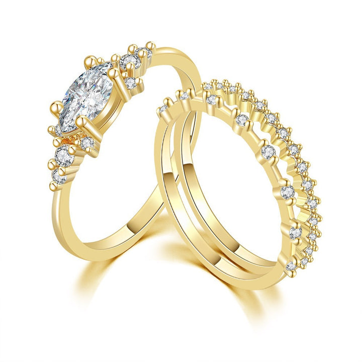 Marquise Center Diamond Triple Stack Ring Set (Luxury Stackable Personalized Style)