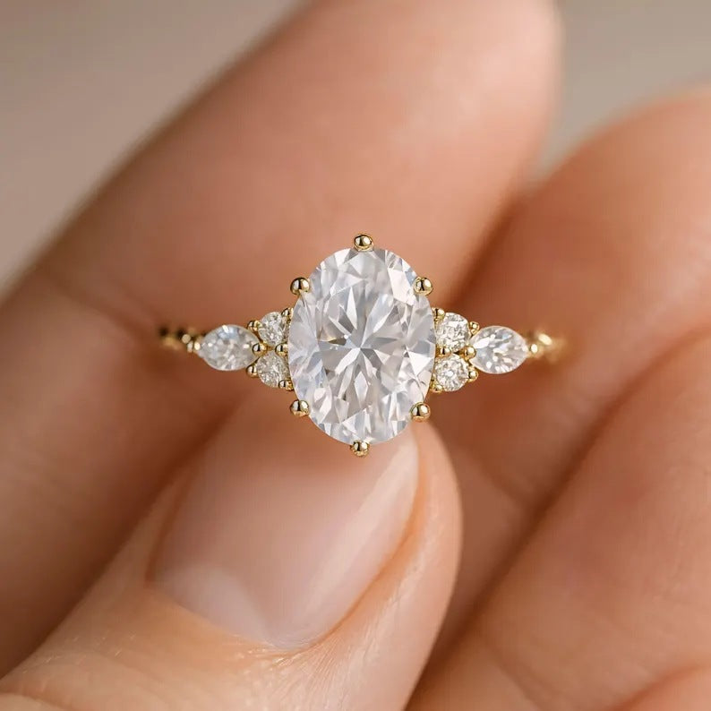 Bloom-Set Center Diamond Vintage Ring (Luxury Ritual Engagement Style)