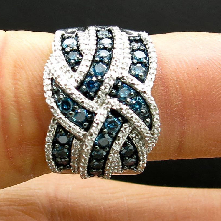 Full Diamond Braided Wide Ring (Cool Luxury Personalized Style)