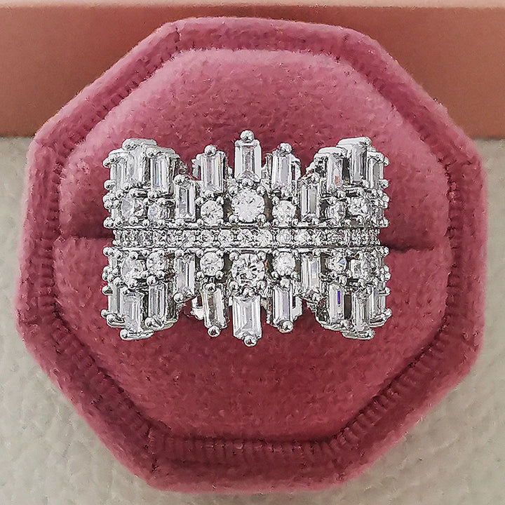 Mixed Diamond Geometric Wide Ring (Avant-Garde Luxury Personalized Style)