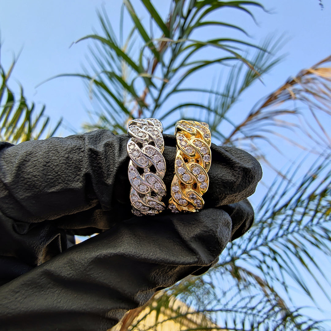 Chain Pattern Segmented Diamond Ring (Cool Luxury Street Style)