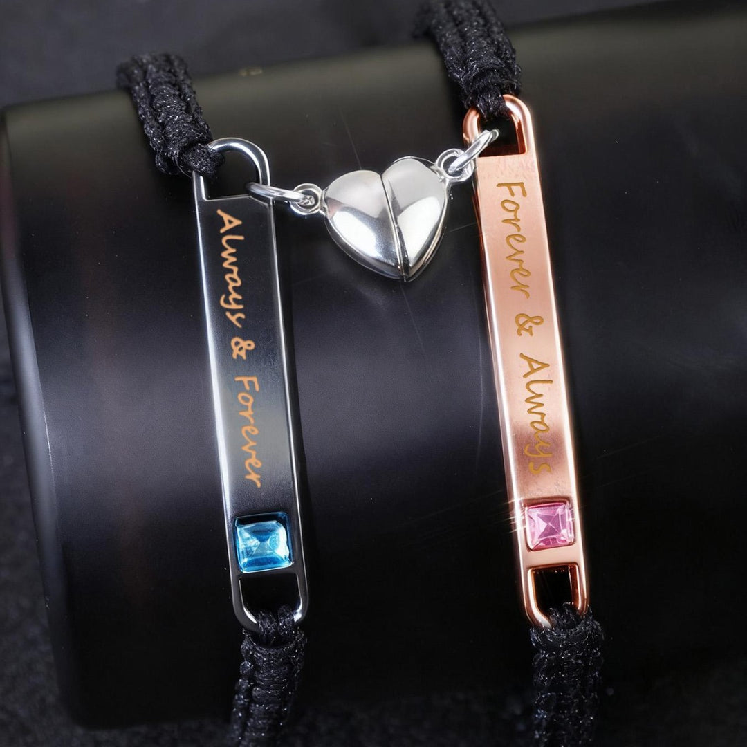 Couple Magnetic Hand-Woven Rope Bracelet – Eternal Heart Connection