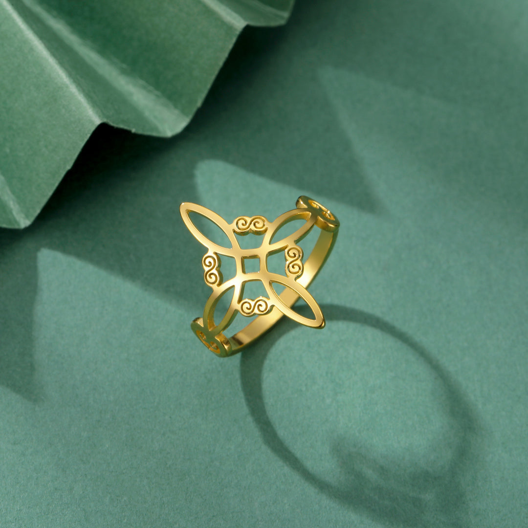 S925 Silver Witch Knot Pattern Ring for Men and Women