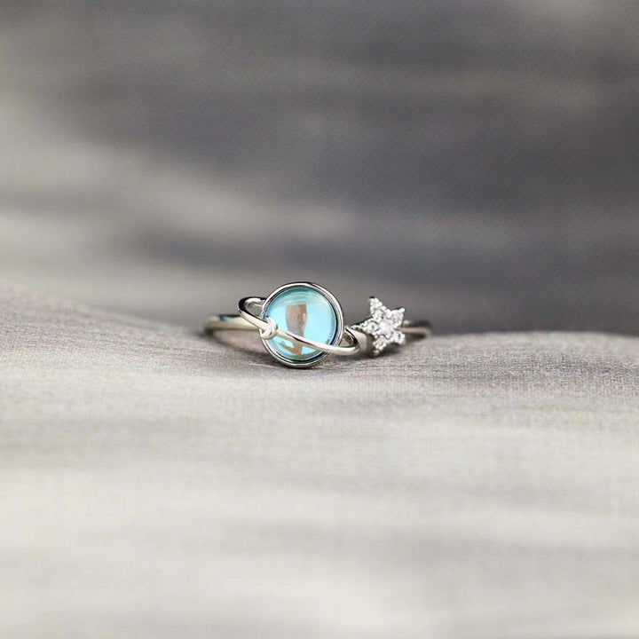 S925 Silver Rotatable Planet Open Ring