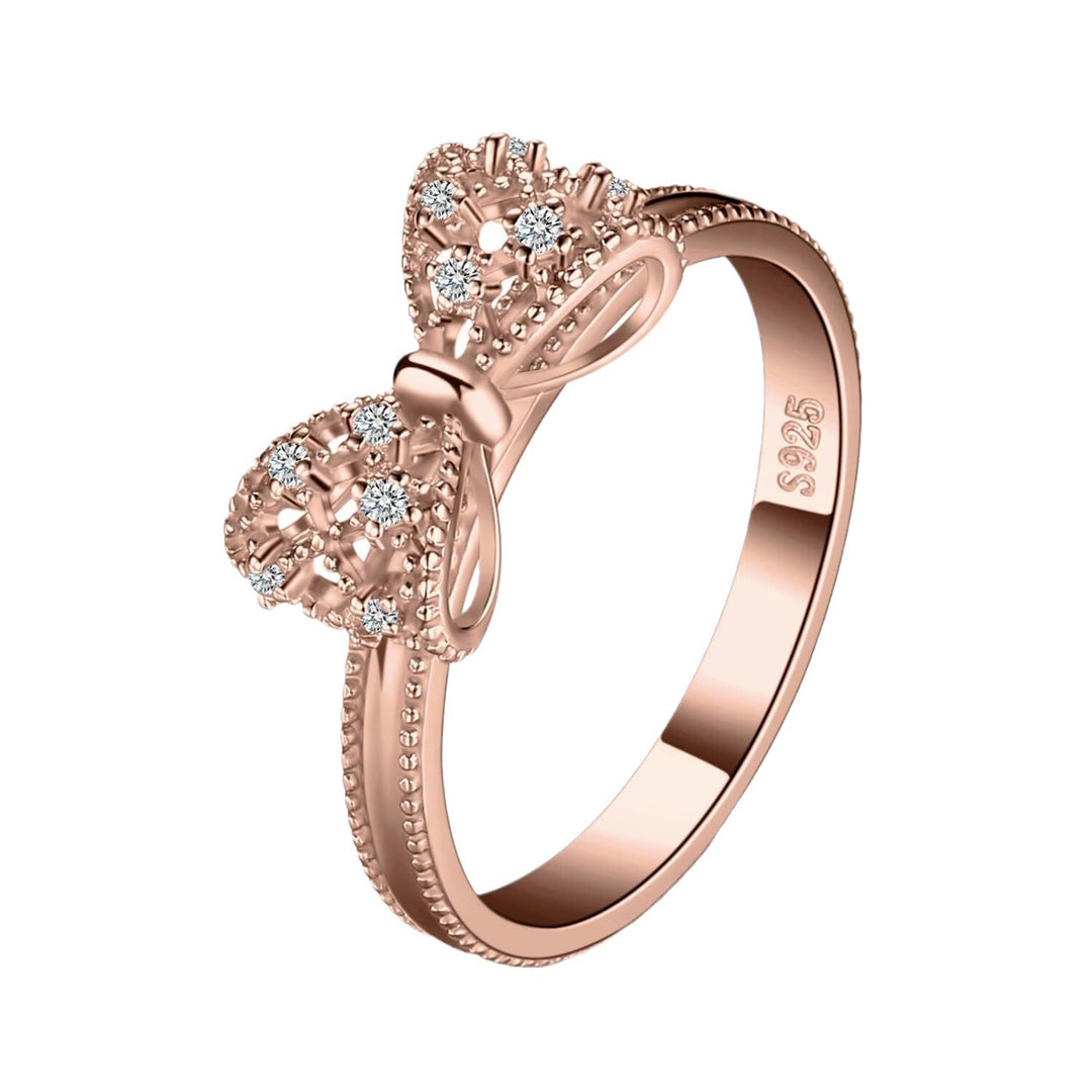 Hollow Bowknot Diamond-Inlaid S925 Silver Ring (Women's Sweet Luxury Style)