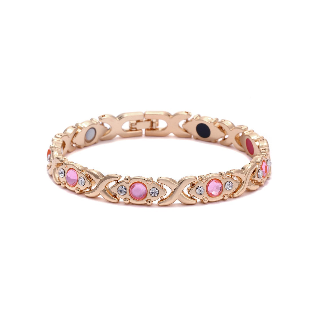Fashion Detachable Magnetic Energy Bracelet for Women, Adjustable Alloy Crystal Bangle