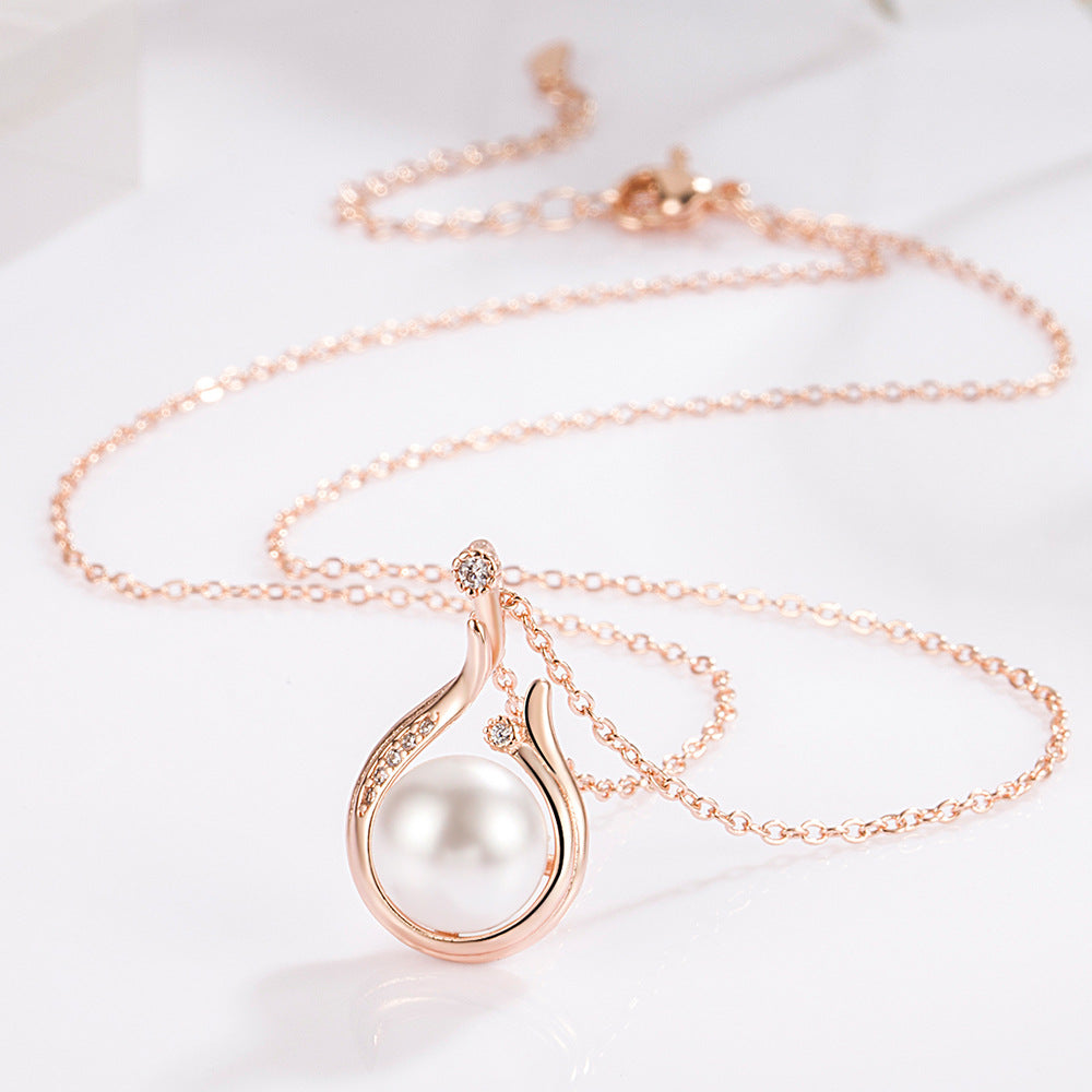 Teardrop Pearl Light Luxury Jewelry Set (Necklace + Drop Earrings)