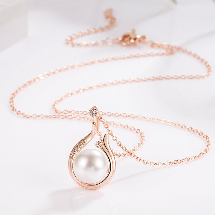 Teardrop Pearl Light Luxury Jewelry Set (Necklace + Drop Earrings)