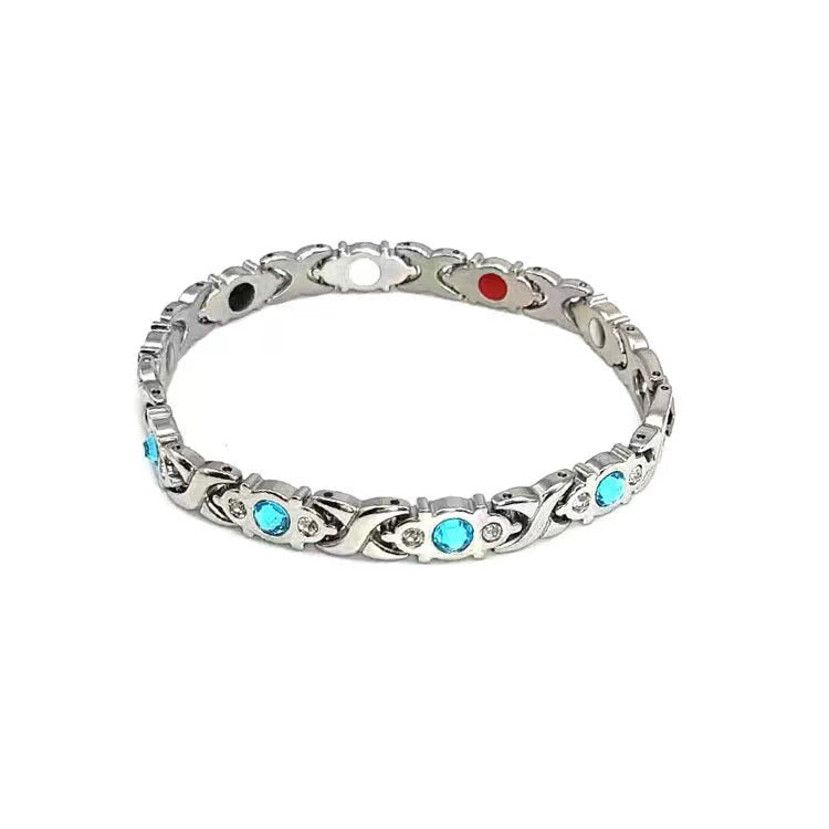 Fashion Detachable Magnetic Energy Bracelet for Women, Adjustable Alloy Crystal Bangle
