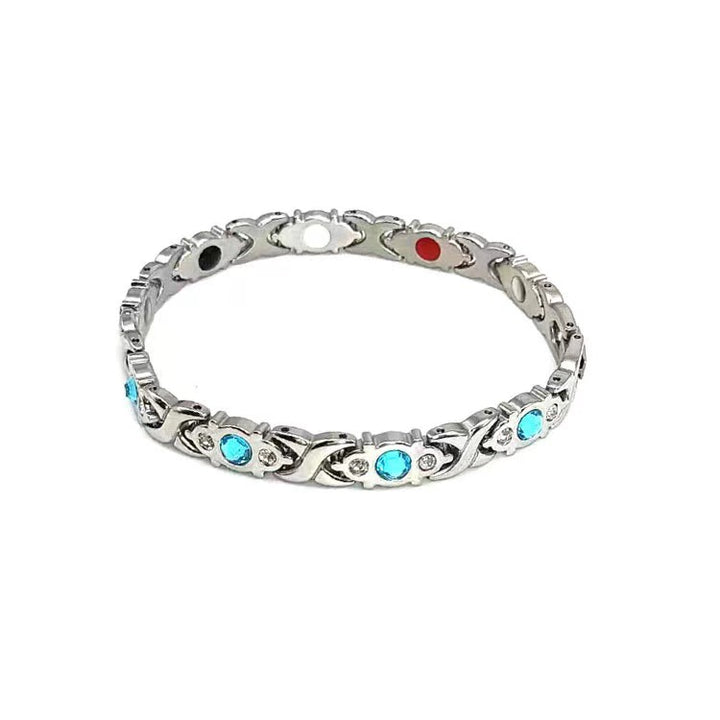 Fashion Detachable Magnetic Energy Bracelet for Women, Adjustable Alloy Crystal Bangle