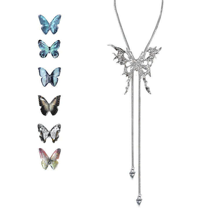 Interchangeable Butterfly Pendant Adjustable Necklace