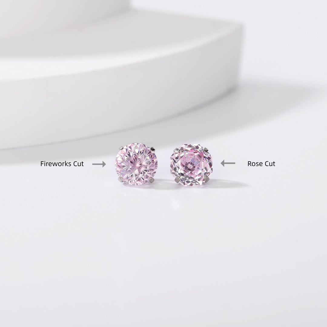 Iridescent Firework Cut Colored Diamond Stud Earrings (Light Luxury Niche Personalized Earrings)