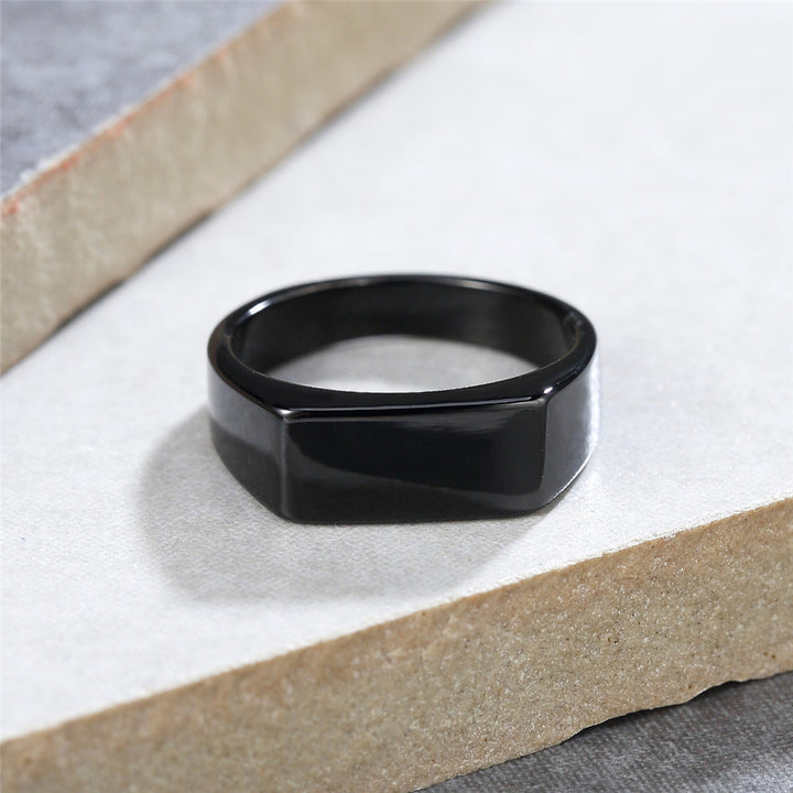 S925 Silver Rectangular Blank Signet Ring, Minimalist Geometric Wide Band Men Ring