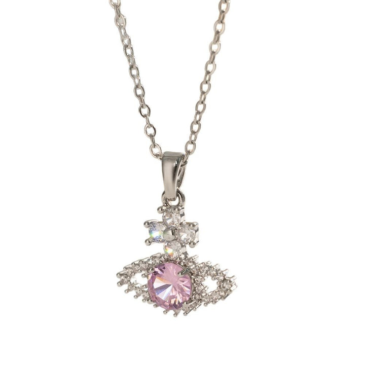Planet Cross Full Diamond S925 Silver Necklace