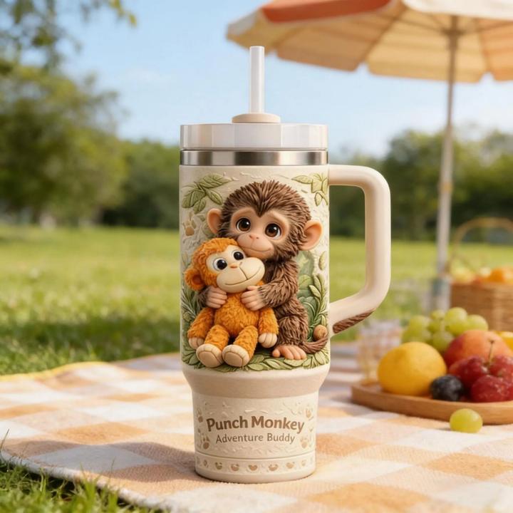 Punch Monkey Adventure Tumbler (Cute Monkey Print Insulated Cup)