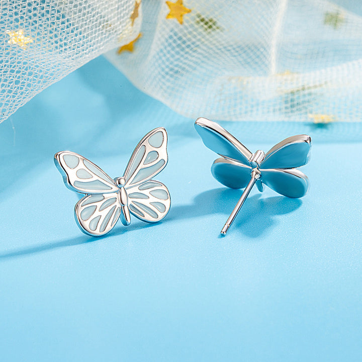 S925 Silver Luminous Butterfly Stud Earrings