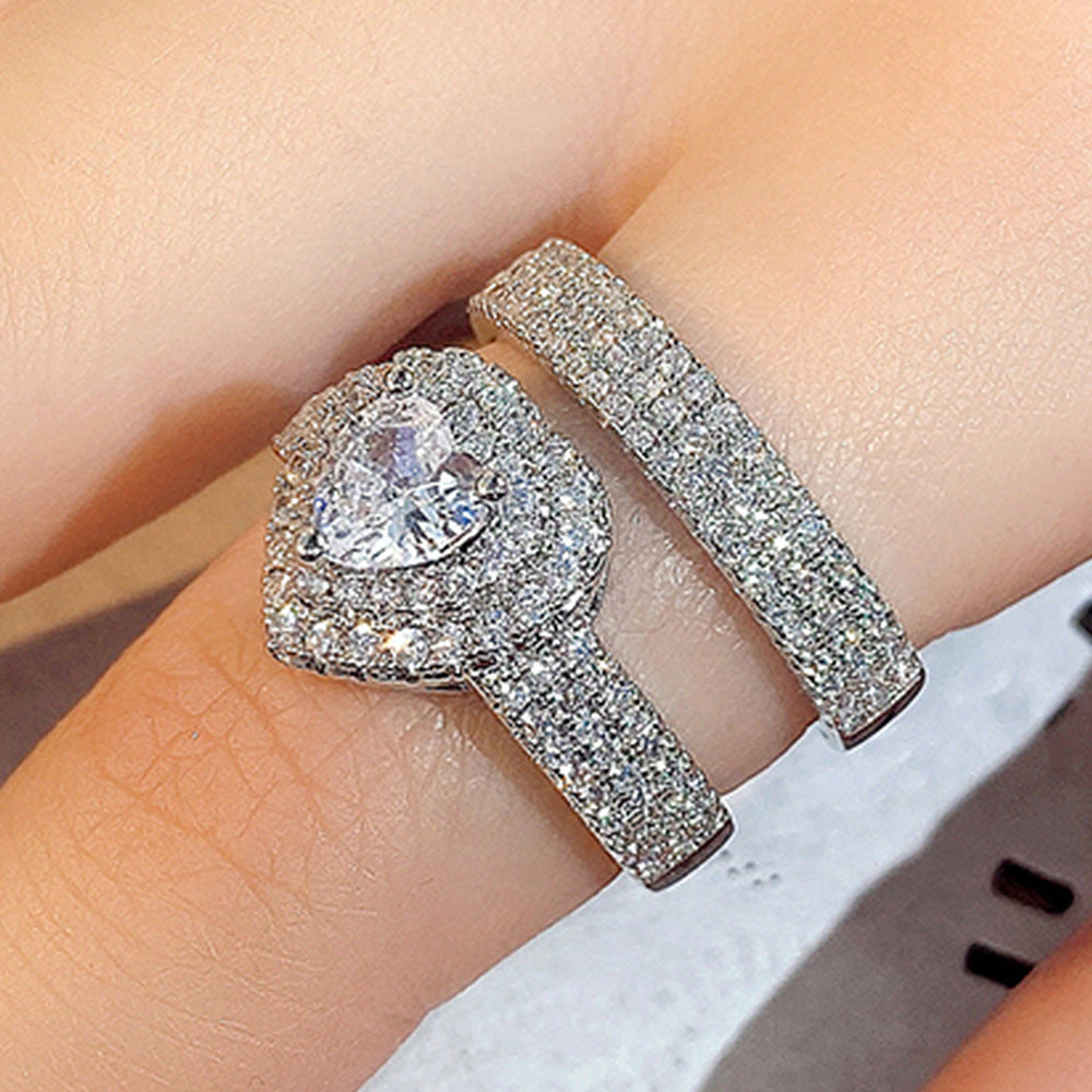 Heart Halo Stackable Ring Set (Light Luxury Niche Romantic Band)