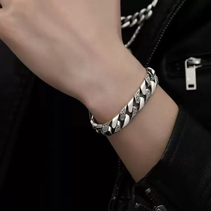 Vintage Engraved Cuban Link Bracelet (Niche Personalized Men's Bracelet)