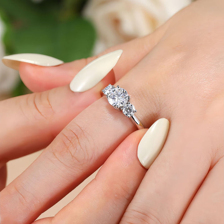 Three-Stone & Half-Eternity Wedding Ring Set (Luxury Classic Timeless Couple Bands)