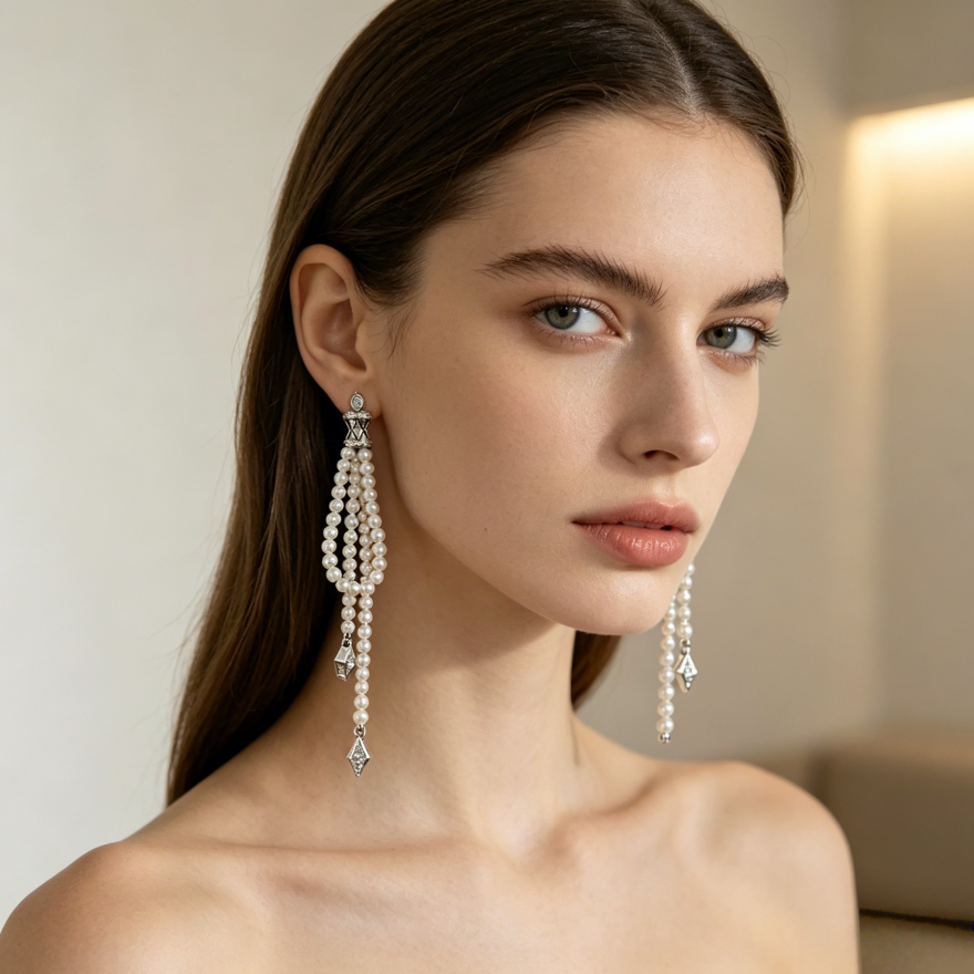 Vintage Baroque Pearl Tassel Drop Earrings (Delicate Luxury Long Dangles)