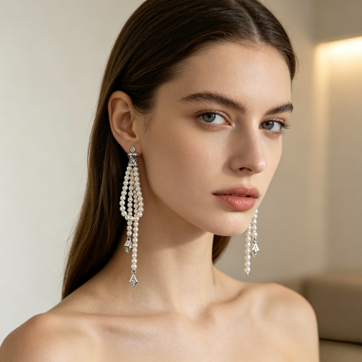 Vintage Baroque Pearl Tassel Drop Earrings (Delicate Luxury Long Dangles)